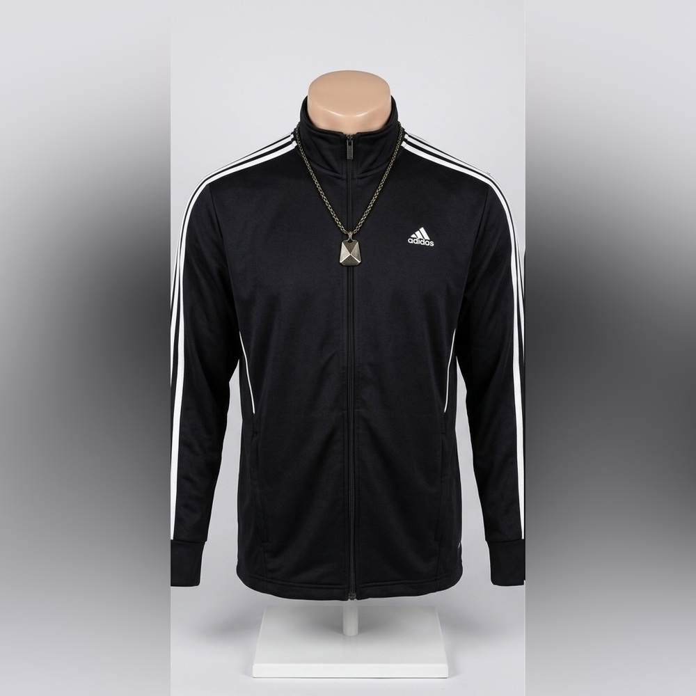 Adidas Men's Black and White Track Jacket